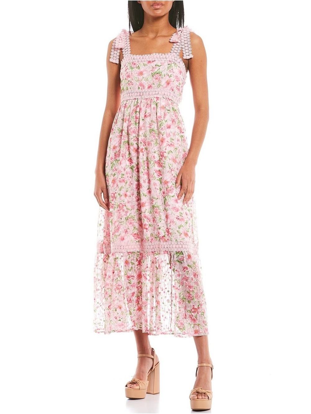 Blue Pepper pink floral midi dress